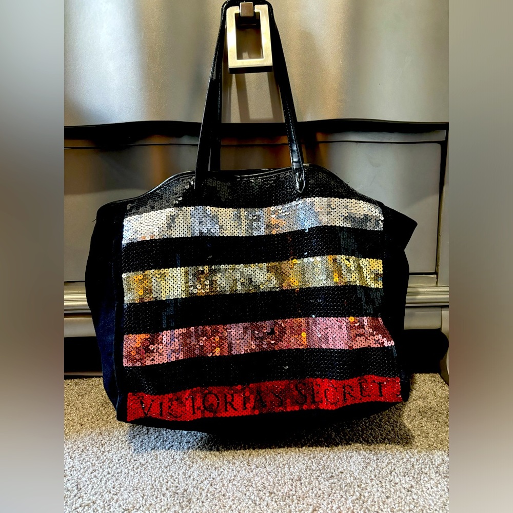 Victoria’s Secret black sequence tote bag